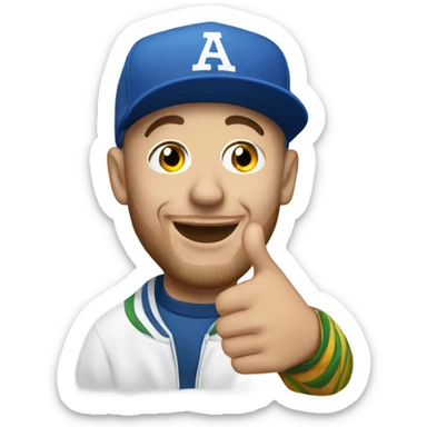 Mac miller with a thumbs up sticker