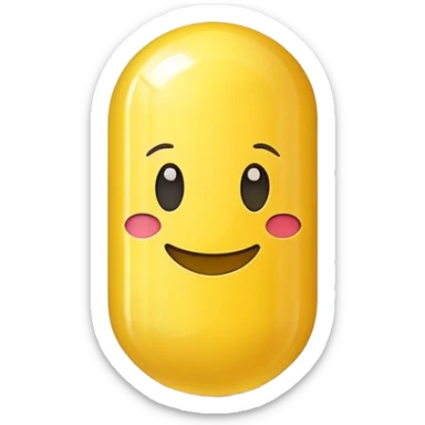 un medicament jaune sous forme de gellule avec un visage souriant sticker