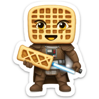 A waffle with a lightsaber sticker