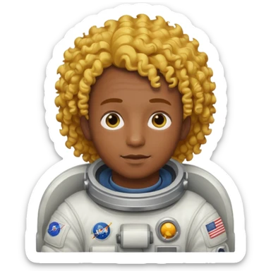 Astronauts, Young, male, dark skin, yellow curly hair sticker