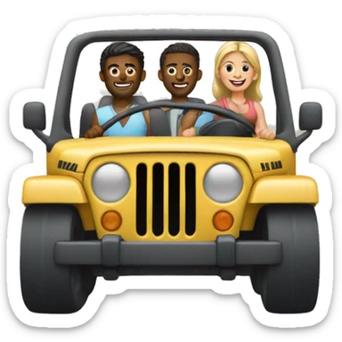 A couple driving  a jeep   sticker