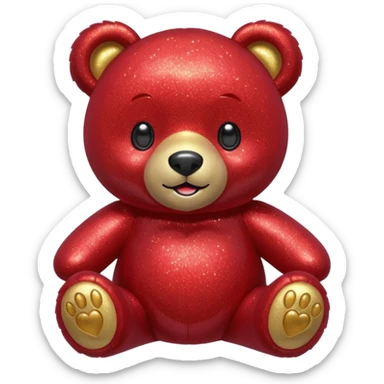 red glitter bear Happy  sticker