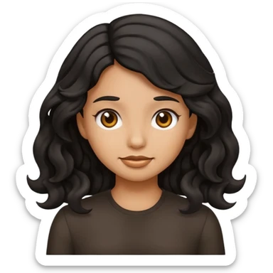 Girl emoji with black wavy hair and tan skin sticker
