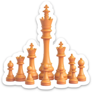 3D brown luxe elegant chess queen, no text sticker