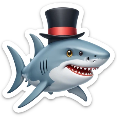 Shark with a top hat sticker