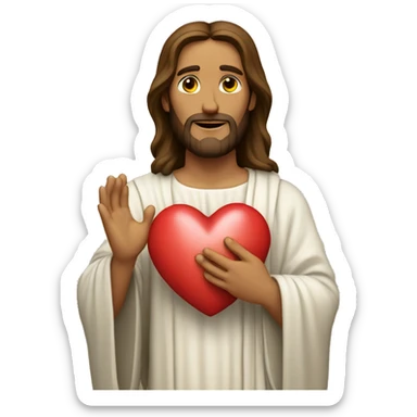 Jesus holding a heart sticker
