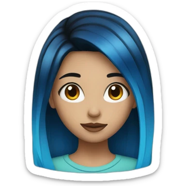 Girl with black amd blue hair sticker