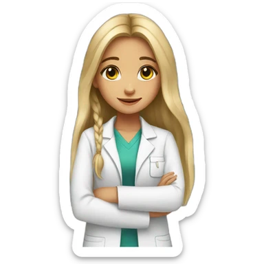 young girl with long hair working in a pharmacy sticker