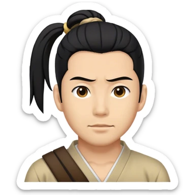 Pony tail Japanese man with black hair sticker