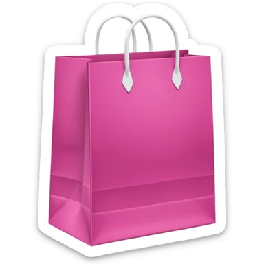 Fuchsia pink paper bag with white handles, repeating 'DRUNI' pattern in light pink and a vertical white 'DRUNI' in the center, iOS emoji style, shiny and realistic. sticker