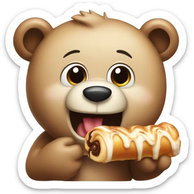 Bear eating a cinnamonroll sticker