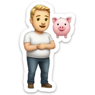 pregnant man waist-high with head pig sticker