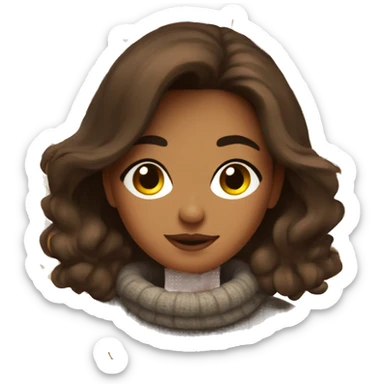 Brunette girl cozy autumn vibe wearing sweater sticker
