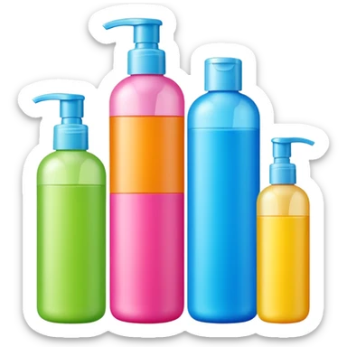 3 shampoo bottles  sticker