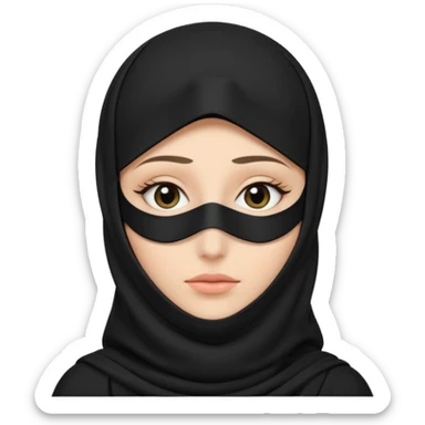 Black bedoon essm niqab wearing white women that cover their face & forhead only show eyes.no hands & any other body part showing sticker
