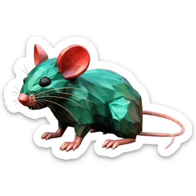 Black red gold green cyan rusty grunge effect scratched patina rat mouse puppy scorpion tail stinger pixel 3d render low poly sticker