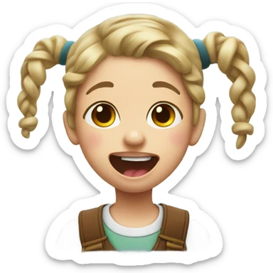 kid with pigtails and tongue sticking out sticker