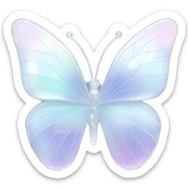 Pastel white iridescent glass crystal butterfly sticker