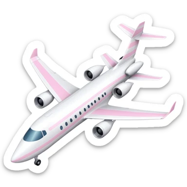 White plane with pastel pink stripes with one jet under each wing sticker