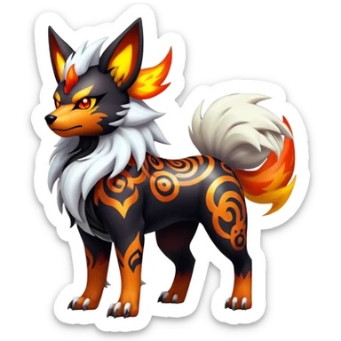 Shiny Gothic Exotic Punk’ish Cool Colorful Epic Futuristic Houndoom-Arcanine-Zorua-Torracat-Pokémon-Fakémon-hybrid-creature sticker