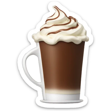 Coffee with whipped cream and chocolate bar inside  sticker
