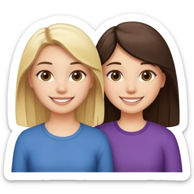a brunette girl and a blonde girl smiling friends sticker