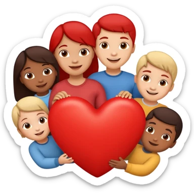 big heart with several small child figures inside sticker