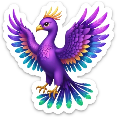 a  all purple pheonix with wings spread out sticker