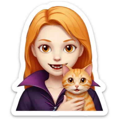 vampire cradling orange tabby sticker