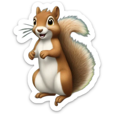 the squirrel has a very shaggy coat because of the wind sticker
