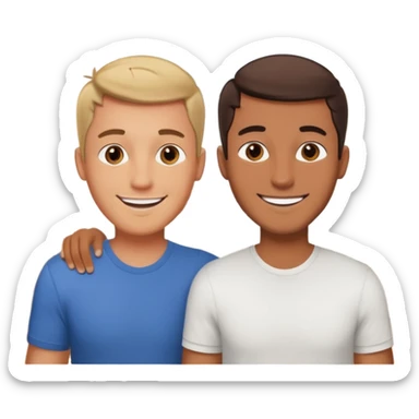 dos amigos hombres que comparten arquiler atras en una casa sticker