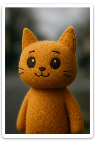 stylized cat plush toy, vibrant colors sticker