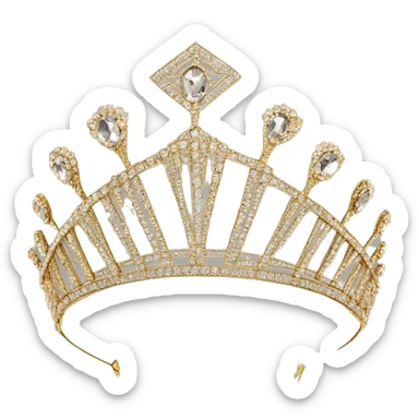 art deco 1920's tiara gold crystals no background sticker