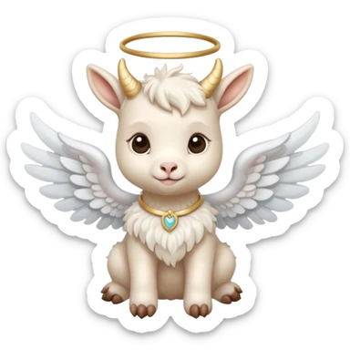 beige baby goat with angel wings  sticker