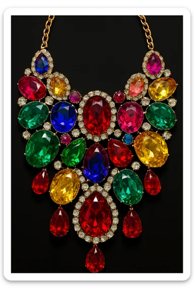 statement necklace with large jewels, slay object, bold and luxurious sticker