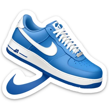 blue Nike Air Force 1 sneakers with white swoosh logo sticker
