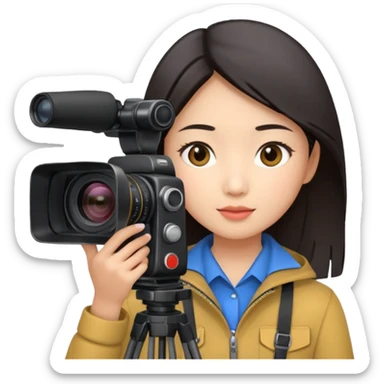 woman cameraman hold a camera, young asian skin sticker
