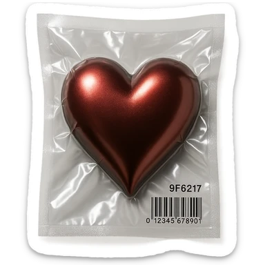 heart with metallic sheen in vacuum-sealed style sticker