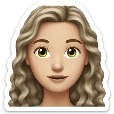 white girl with much longer wavy brown hair with very green eyes sticker