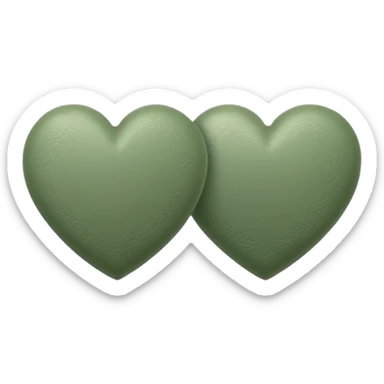 double sage green hearts one darker  sticker