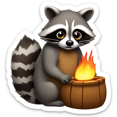 Racoon with a hearth sticker