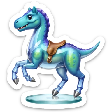 Dinosaur with glass riding horse sticker