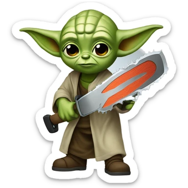 Yoda’s kid saws with a chainsaw sticker
