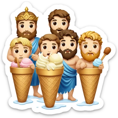 Zeus and other Greek gods enjoying ice cream sticker