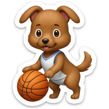 Make a emoji of a dog playing basketball sticker