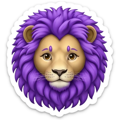 glitter purple and cian lion sticker