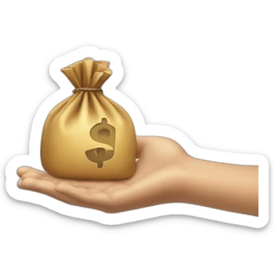 outstretched hand receiving a moneybag sticker