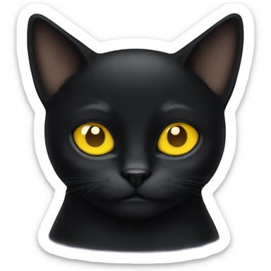 a black cat with yellow eyes curled up sticker