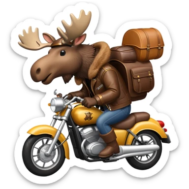 moose riding a motorcycle  sticker