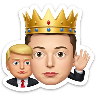 Elon musk as king and puppetmaster of Donald Trump burglars sticker